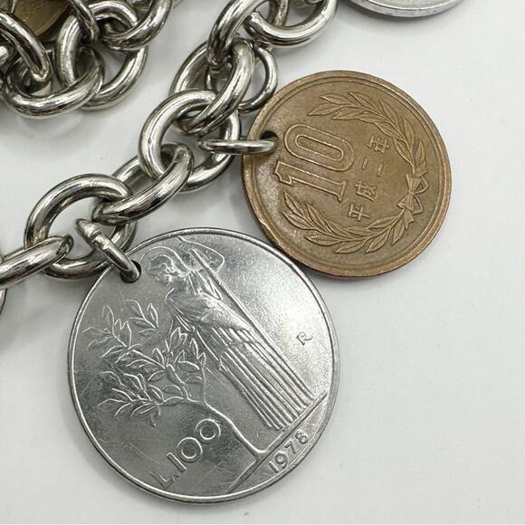 FIRENZE Falsi Gioielli Charm Bracelet Coin Money Transit Token Silver tone Italy - Picture 11 of 15